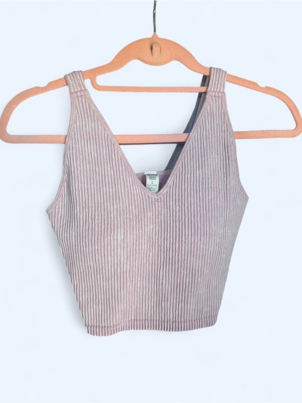 90 Degree By Reflex Mauve Ribbed V-Neck Cropped Tank